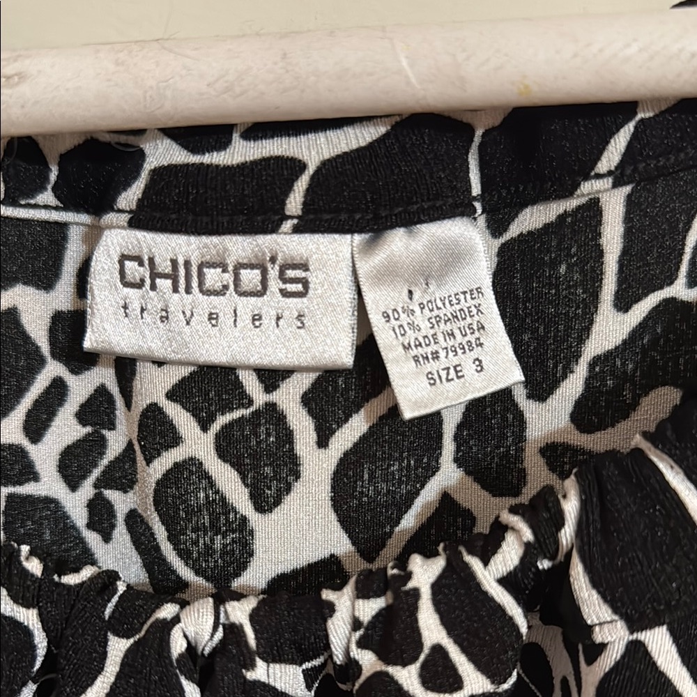 Chico's Giraffe Print Belted Off the Shoulder Tunic - Picture 3 of 11